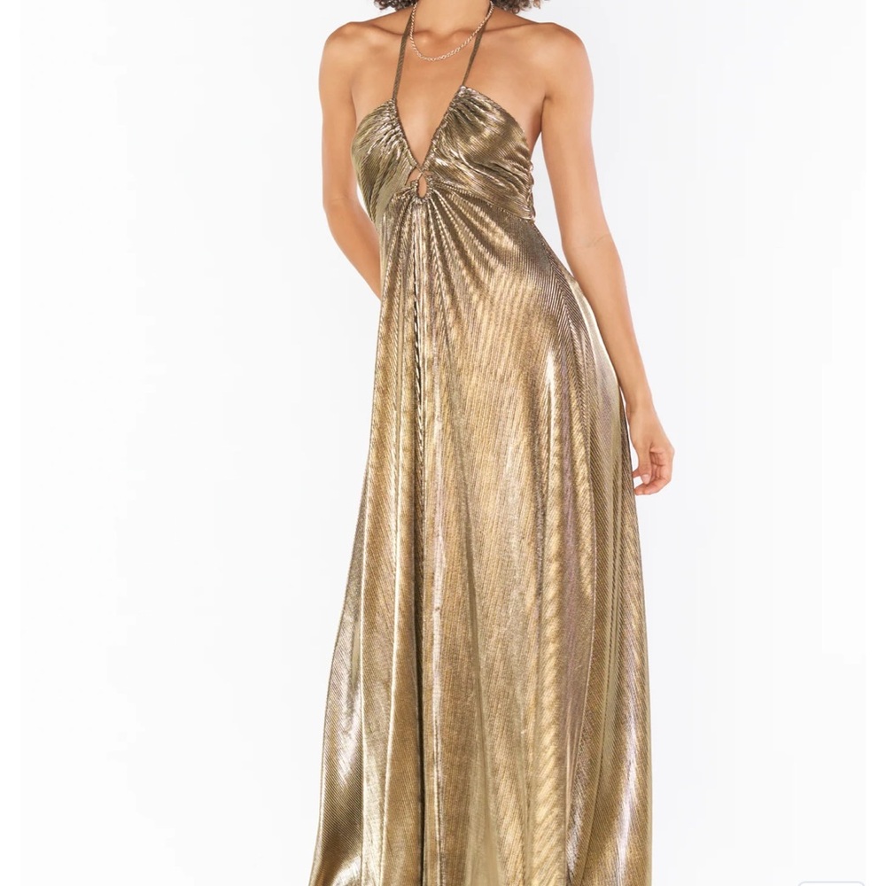 Glamorous Gold Halter Maxi Dress